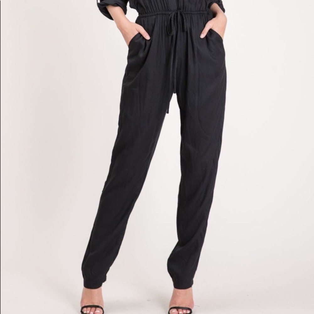 Sale SATIN BLOUSE TOP JUMPSUIT - Picture 6 of 7